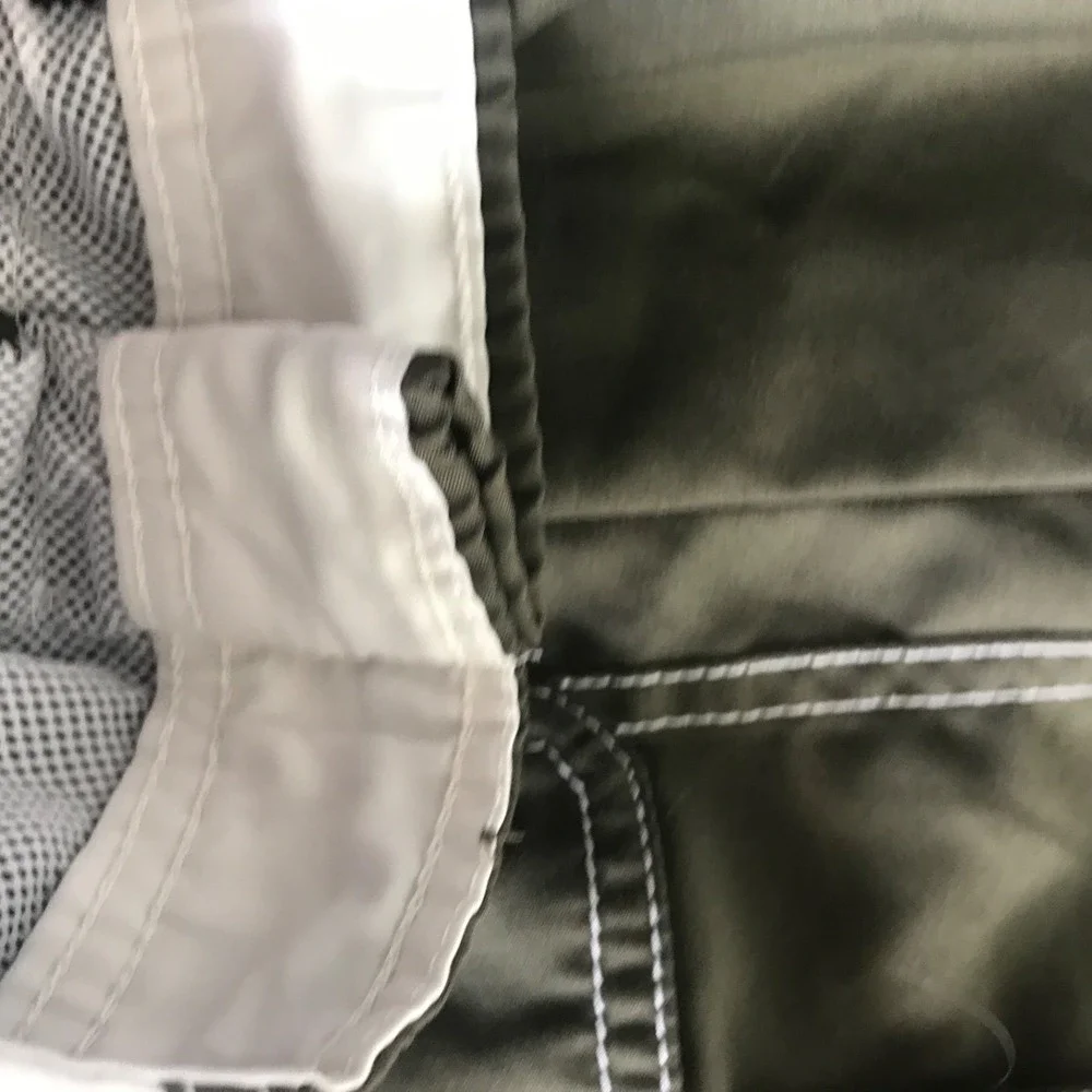 Joe Boxer Mens L Green w/ White Stripe‎ Swimming Trunks Lined with Cargo Pockets